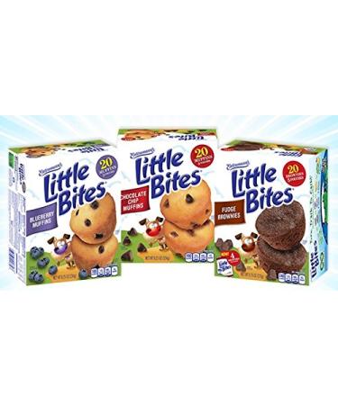 Entenmanns Little Bites Mini Muffins Variety Bundle: Blueberry, Chocolate Chip, Fudge Combo.