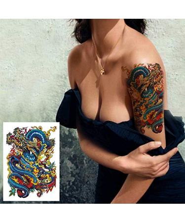 Dragon Fish Theme Full Sleeve Temporary Tattoos - 12-Sheet Set for Men & Women - Buy Online on GoSupps.com