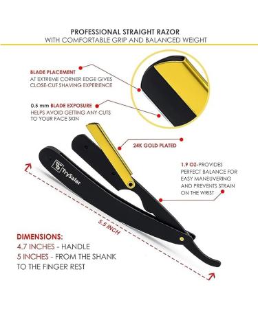 Professional Cut Throat Razor Kit for Men - Matte Black & 24K Gold Plated Barber Grade Straight Razor - Premium Shaving Experience - Buy Online on GoSupps.com
