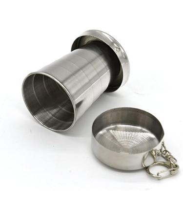 2Pcs 75ML Stainless Steel Collapsible Cups with Lid & Keychain - Portable Travel Mug for Camping, Hiking & Outdoor Activities - Buy Online on GoSupps.com