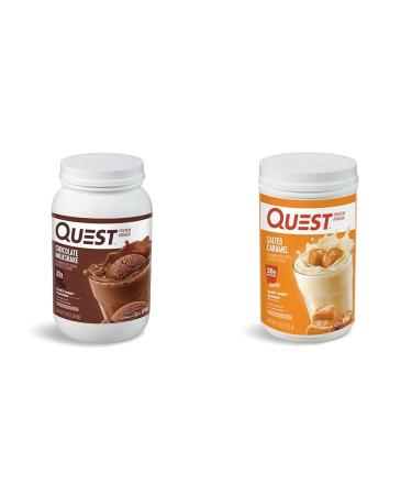 Quest Nutrition Chocolate Milkshake Protein Powder 22g Protein 1g Sugar Low Carb Gluten Free 3 Pound 43 Servings & Salted Caramel Protein Powder 26g Protein 1g Sugar Low Carb Gluten Free