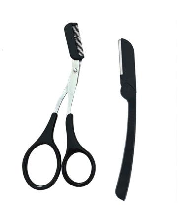 Auony Eyebrow Razor Shaper Shaver Trimmer with Free Eyebrow Trimmer Scissors for Men and Women Facial Hair Remover