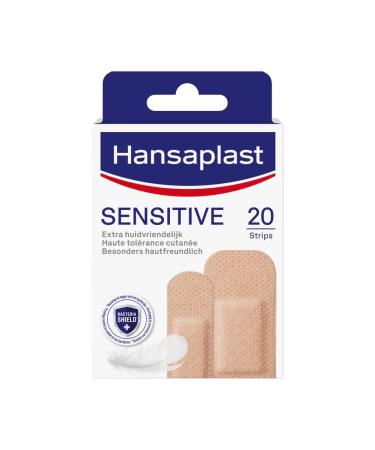 Hansaplast sensitive skin tone plaster light (20 strips) skin -friendly and hypoallergenic wound pavement with Bacteria Shield & Safe adhesive power painless plaster white Little Light
