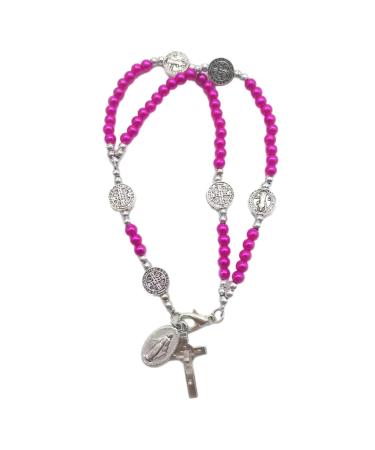 Oralgo's Catholic cross finger chain double-aged art pearls wrist chain rosary bracelet for women and girls imitation pearls