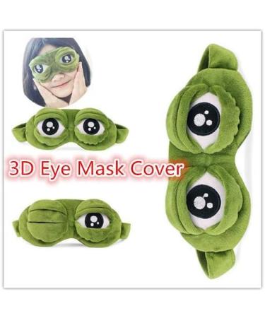 Unisex 3D Cute Frog Eye Mask Cover - Green Cartoon Sad Frog Design for Sleeping, Rest, Travel - Funny Anime Gift - Buy Online on GoSupps.com