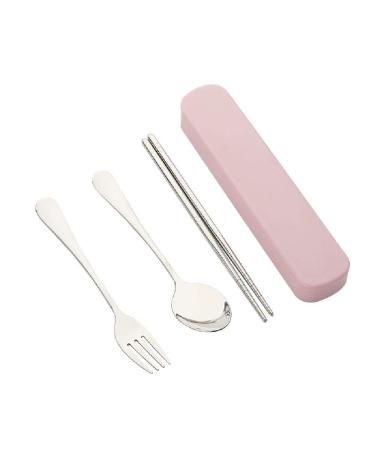 Stainless Steel Cutlery Set Student Outdoor Portable Chopsticks Spoon Set Pink