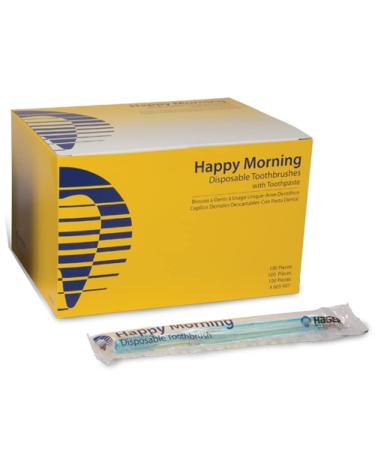 Hager Pharma Happy Morning Disposable Toothbrush with Xylitol 50 Count Pack of 2