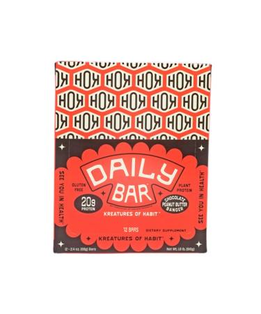 Kreatures of Habit DAILY BAR | 20g Plant-Based Protein Bar | 3g of Creatine Monohydrate Per Bar | Gluten-Free | No Seed Oils or Artifical Flavors (Peanut Butter Banger, Pack of 12) - Buy Online on GoSupps.com