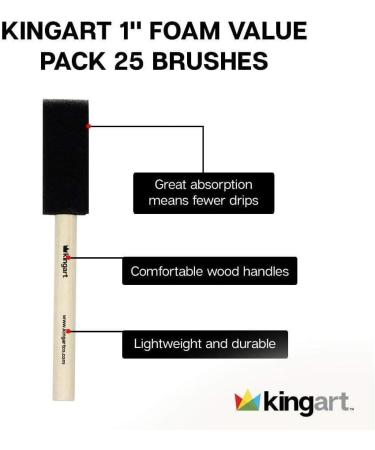 KINGART 1 Foam Brush Value Pack - Set of 25 Black - High-Quality Craft Foam Brushes - Buy Online on GoSupps.com