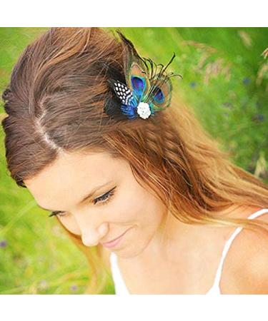 Xiton Retro Peacock Hair Clip - Spring Hairpise & Feather Wedding Fascinator Accessories for Women & Girls - International Shipping Available - Buy Online on GoSupps.com