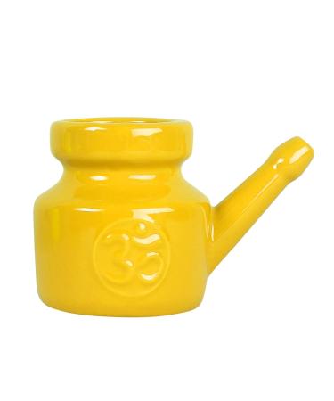 piuryue 350Ml Ceramic Neti Pot Nose Cleaning Pot Leakproof Spout Pot for Nasal Rinsing Nose Washing Men Women Yellow