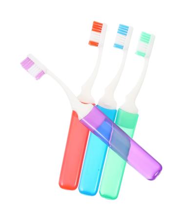 Hapinary 4 pieces of fine toothbrush portable travel toothbrush daily travel toothbrush together collapsible toothbrush wear -resistant toothbrush for outdoor camping toothbrush
