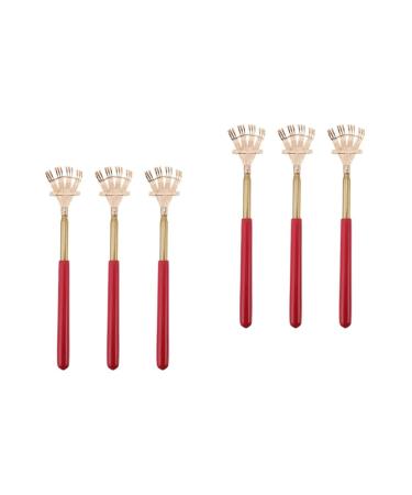 Fomiyes 6 pcs Recoverable tickling stretching rod Excessive rod itching. Relieve Telescopic Rod Scharre Multifunctional tool metal massage device scratching steel red red