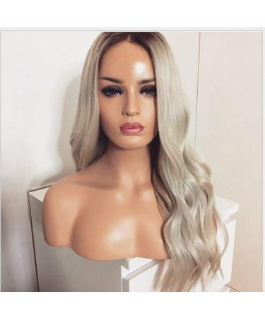 BGHJUE N Wigi S A Wig Blunt Synthetic Wig Mixed Wigs For White/Black Women Middle Part Nature Wigs White Long Curly Hair