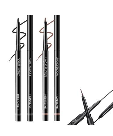 Non-smudging Waterproof Long-lasting Eyeliner Pencil 2PCS Extra Fine Eyeliner Quick Drying Long Lasting No clumping Eyeliner Makeup - Stays On All Day (01+03)