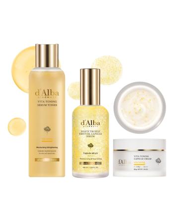 d'alba Piedmont Vita Toning Serum Toner + White Truffle Oil Capsule Serum + Vita Toning Capsule Cream