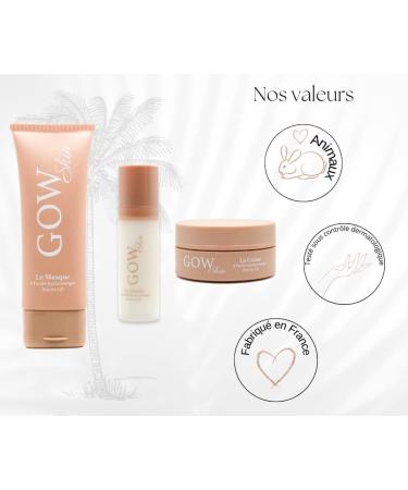  Gowskin Transparent toiletry bag containing 3 anti-aging moisturizing anti-wrinkle plumping products essential for a skincare routine. - Buy Online on GoSupps.com