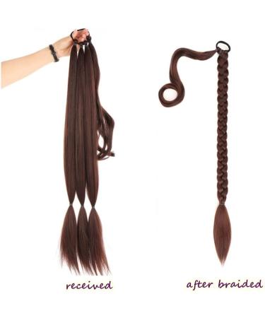 32 inch DIY Braided Ponytail Extension with Hair Tie Long Straight Wrap Around Ponytail Hair Extensions Soft Synthetic Pony Tail Hairpieces for Women Girls Darkest Brown mix with Dark Auburn Brown 32 inch 2/33 - Buy Online on GoSupps.com