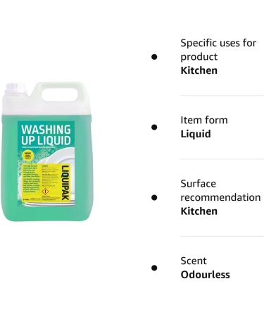 Liquipak 5L Washing Up Liquid Refill Concentrate - Removes Tough Stains - Pack of 1 - Buy Online on GoSupps.com