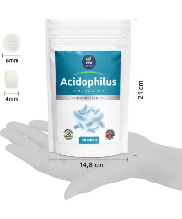 Acidophilus Probiotic 550 Million CFU x 180 Tablets for Gut Health - 6 Month Supply - Buy Online on GoSupps.com