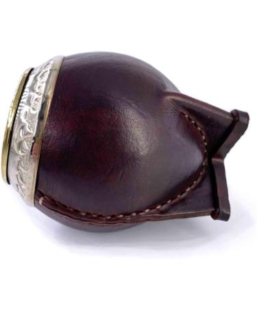 YVY Mat Calebasse mat Torpedo Imp riale | Calebasse artisanale environ 200ml | Double Cerclage en Alpaca et Bronze | Fabriqu e la main en Uruguay | Cuir lisse couleur ocre - Buy Online on GoSupps.com