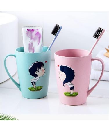 Couple Toothbrush Cup Set - Cute Light Grey Mouthwash Cups for Home - Ideal for Couples - Buy Online on GoSupps.com