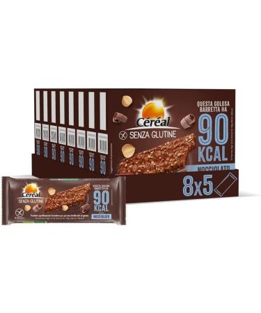 Cereal Hazelnut Gluten Free Bars with Cereal and Chocolate Delicious and High Fiber Snack with Only 90 Calories per Cookie Pack of 8 Packs of 5 Bars (8 x 5 90 g) - Buy Online on GoSupps.com