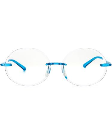 KoKoBin Ultralight Rimless Round Reading Glasses for Men & Women | Fashion Computer Glasses (Blue 2.5 Diopters) - Lightweight Stylish Eyewear - Buy Online on GoSupps.com