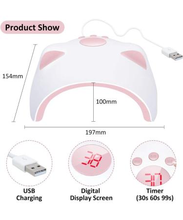 60W LED UV Nail Lamp with 3 Timers - Fast Nail Dryer Curing Lamp for Gel Polish - Auto-Sensing Digital Display - USB Power Cable Included - Buy Online on GoSupps.com