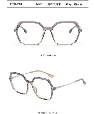 SERONI Blue Light Blocking Glasses for Men & Women - Metal Temples TR90 Polygon Frame UV Protection 55mm Purple-Tea - Buy Online on GoSupps.com