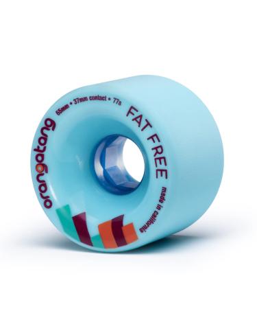 Orangatang Fat Free 65 mm Freeride Longboard Skateboard Wheels (Set of 4) Blue, 77a w/o bearings