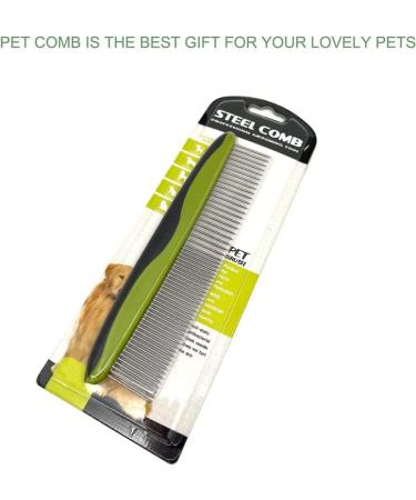 Dogs and Cats Grooming Comb - Stainless Steel Rounded Teeth, Rubber Handle - For Large, Medium, Small Pets - Removes Undercoat Knots, Mats, Tangled Hair - Buy Online on GoSupps.com
