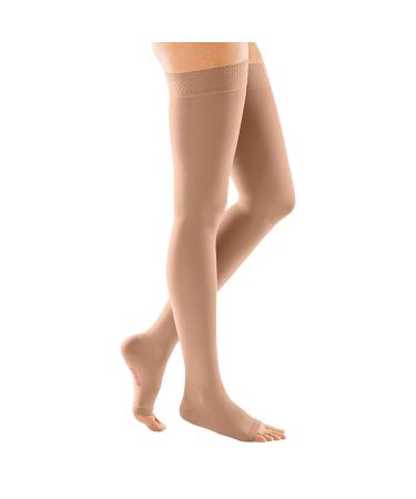 Medi - Medive Forte compression stockings Schenkelhoch |Medical compression stockings CCL 2 for women and men |Compression stockings class 2 |Size V - Open tip |Caramel