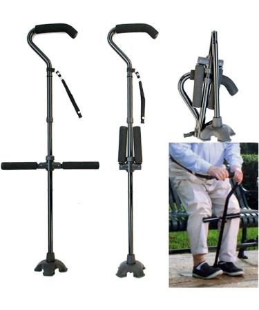 Elderly Crutches Aluminum Alloy Folding Telescopic Crutch Large Curved Elderly Handle to Help Four-Legged Walking Stick Multifunctional Elderly Walking Stick Vision - Buy Online on GoSupps.com
