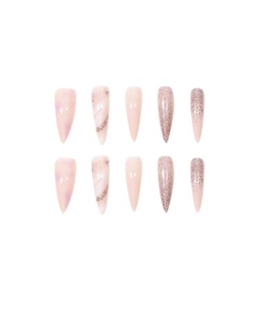 Justotry 24-Piece Rose Gold Marble Stiletto Press-On Nails | Almond Art Nails for Women - Stylish & Easy Stick-On Fingernails - Buy Online on GoSupps.com