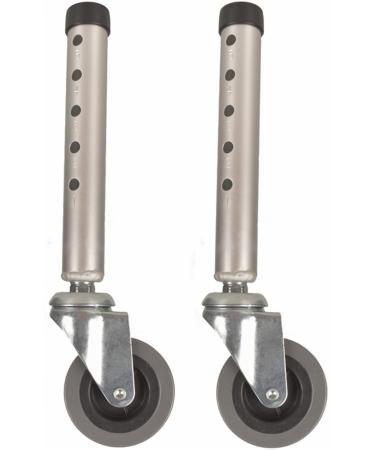 Walker Wheels Swivel Universal Walker Caster Wheel with 5 Height Adjustable Replacement Feet Parts Rollator Accessories (Pack of 2)