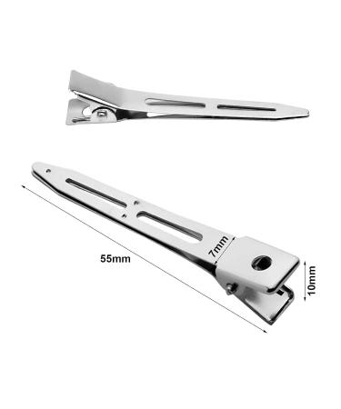 50 Pack Silver Duckbill Hair Clips - 2.2 Metal Hairdresser Clamps for Women & Girls - Alligator Curl Hair Clips with Holes - Buy Online on GoSupps.com