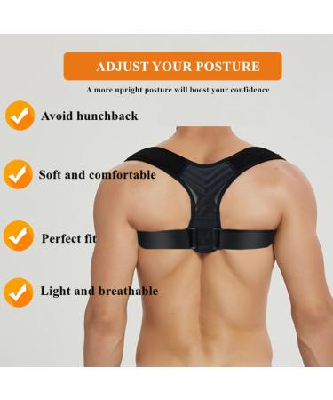 Buy WEEOATAR Upper Back Brace | Adjustable Posture Corrector for Adults & Kids | Elastic Back Straightener with Magic Stickers (Black M - Buy Online on GoSupps.com