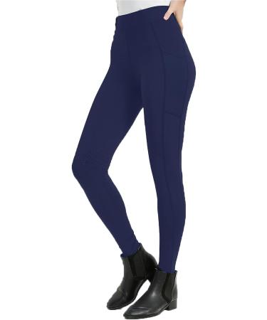 FunRiding Girls Horse Riding Pants Tights - Dark Blue X-Small | Kids Equestrian Breeches with Pockets - Buy Online on GoSupps.com