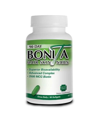 Essential Source Bonita Hair Skin and Nails Vitamins - Biotin Vitamins for Hair Skin and Nails for Women and Men with 15 Active Ingredients for Hair Growth Strong Nails Healthy Skin 90 Softgels