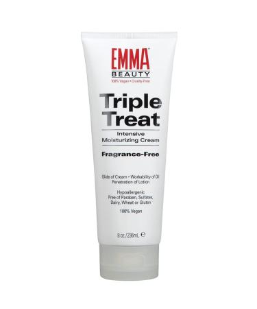 EMMA Beauty Triple Treat Intensive Moisturizing Cream for Hand & Body Fragrance-Free Hypoallergenic Moisturizer for Dry Sensitive Skin 100% Vegan & Cruelty-Free 8 Oz