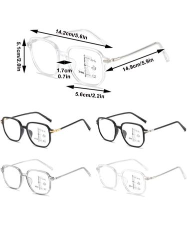 Fashion Multifocus Large Square Frame Reading Glasses Blue Light Blocking Readers Anti Glare Glasses for Unisex(Couleur:Clear Grandeur:2.0x) - Buy Online on GoSupps.com