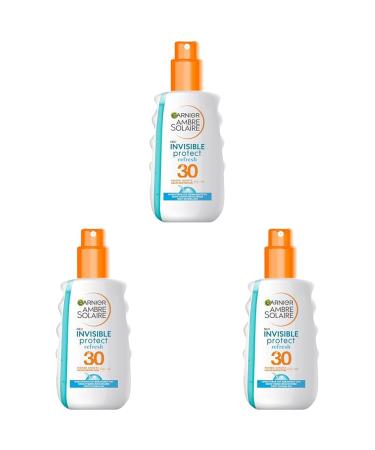 Garnier sun protection spray with SPF30 invisible and waterproof sun milk with cooling effect ambre solaire invisible protect refresh 1 x 200 ml (pack with 3) 200 ml (3-pack) sun protection spray