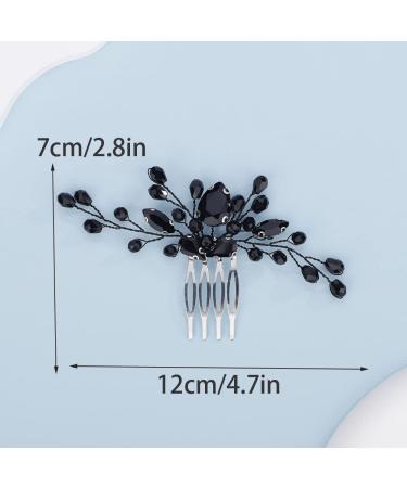 Teyglen Women's Black Crystal Rhinestone Wedding Hair Comb - Elegant Bridal Side Hair Accessory - Buy Online on GoSupps.com