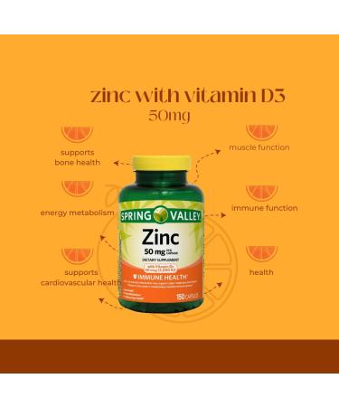 Zinc 50 mg with Vitamin D 50 mcg 150 Vegetarian Capsules Dietary Supplement (Pack of 1) - Buy Online on GoSupps.com
