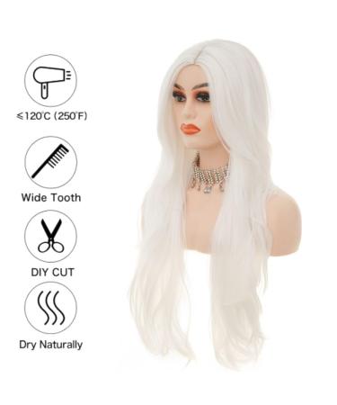 White Long Curly Wig for Women Wavy Synthetic Fiber Cosplay & Daily Wear - Buy Online on GoSupps.com