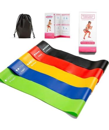 Premium Resistance Bands for Physical Therapy & Home Workouts | Set of 5 Rubber Loop Bands for Men & Women - Shop Now - Buy Online on GoSupps.com