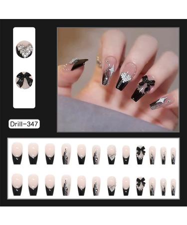 WOOXDYUK 24 Piezas U as Postizas Mate - Puntas de Presi n Arte Degradado Brillo Negro - Manicura Perfecta para Mujeres y Ni as - Buy Online on GoSupps.com