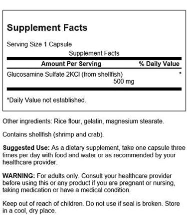 Swanson Glucosamine Sulfate 2Kcl 500mg 250 Capsules (2 Pack) - Buy Online on GoSupps.com