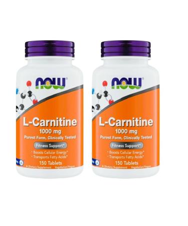 Now Supplements L-Carnitine 1000mg - 150 Tablets Value Size Supports Lean Muscle Growth Carnipure Non-GMO Kosher Ideal for Vegans Athletes and Energy Support (Pack of 2)